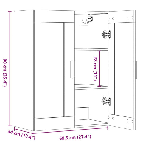 vidaXL Hängeschrank Altholz-Optik 69,5x34x90 cm