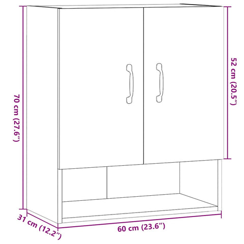 vidaXL Wandschrank Artisan-Eiche 60x31x70 cm Holzwerkstoff