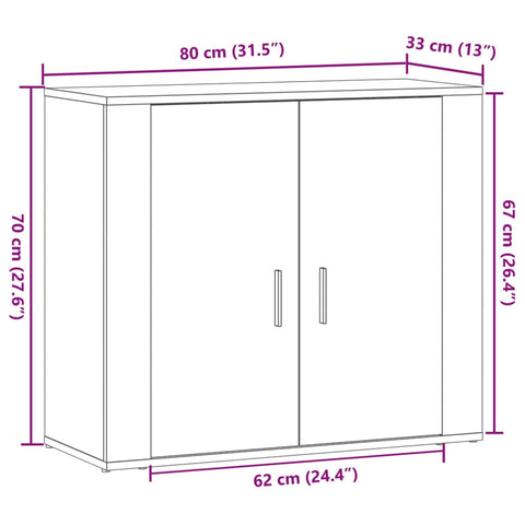 vidaXL Sideboard Artisan-Eiche 80x33x70 cm Holzwerkstoff