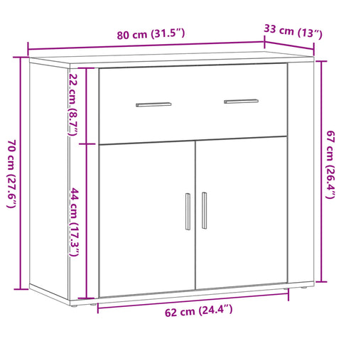 vidaXL Sideboard Altholz-Optik 80x33x70 cm Holzwerkstoff