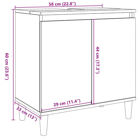 vidaXL Waschbeckenunterschrank Betongrau 58x33x60 cm Holzwerkstoff