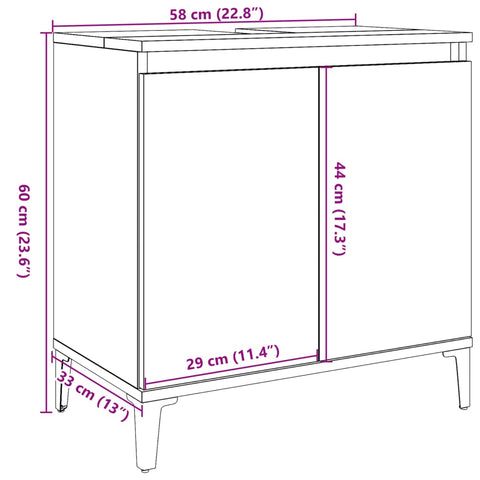 vidaXL Waschbeckenunterschrank Betongrau 58x33x60 cm Holzwerkstoff