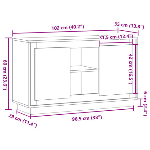 vidaXL Sideboard Altholz-Optik 102x35x60 cm Holzwerkstoff