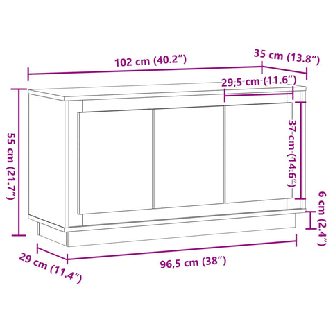 vidaXL Sideboard Altholz-Optik 102x35x55 cm Holzwerkstoff