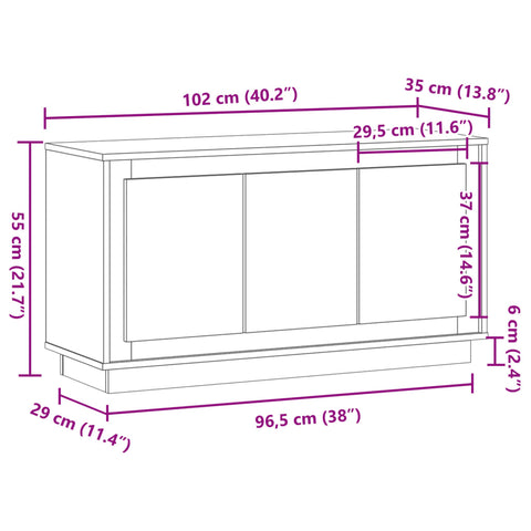 vidaXL Sideboard Artisan-Eiche 102x35x55 cm Holzwerkstoff