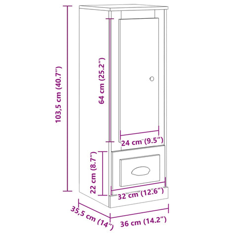 vidaXL Highboard Altholz-Optik 36x35,5x103,5 cm Holzwerkstoff