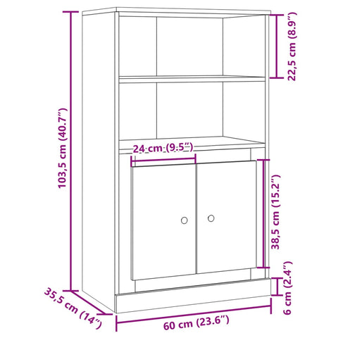 vidaXL Highboard Altholz-Optik 60x35,5x103,5 cm Holzwerkstoff