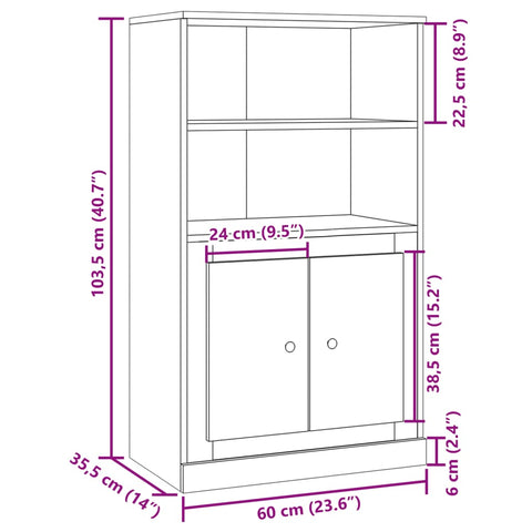 vidaXL Highboard Artisan-Eiche 60x35,5x103,5 cm Holzwerkstoff