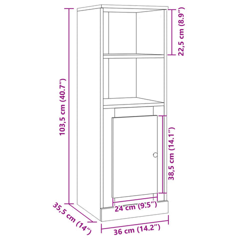 vidaXL Highboard Artisan-Eiche 36x35,5x103,5 cm Holzwerkstoff