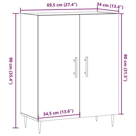 vidaXL Sideboard Altholz-Optik 69,5x34x90 cm Holzwerkstoff