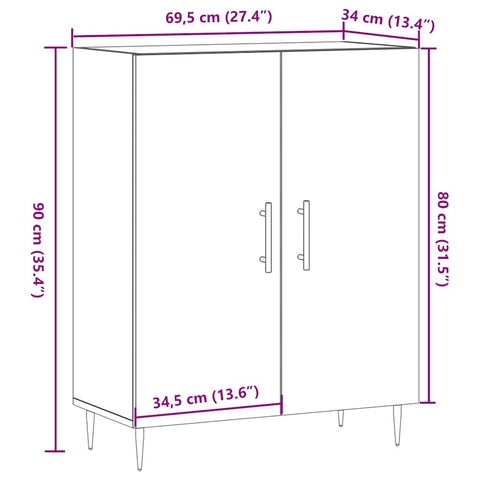 vidaXL Sideboard Artisan-Eiche 69,5x34x90 cm Holzwerkstoff