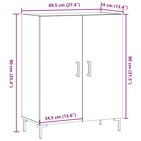 vidaXL Sideboard Altholz-Optik 69,5x34x90 cm Holzwerkstoff