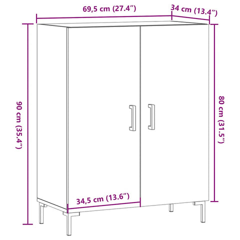 vidaXL Sideboard Artisan-Eiche 69,5x34x90 cm Holzwerkstoff