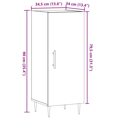 vidaXL Sideboard Altholz-Optik 34,5x34x90 cm Holzwerkstoff