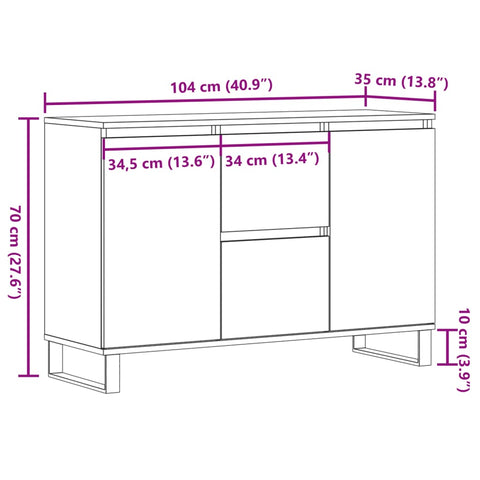 vidaXL Sideboard Altholz-Optik 104x35x70 cm Holzwerkstoff