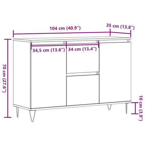 vidaXL Sideboard Altholz-Optik 104x35x70 cm Holzwerkstoff