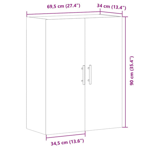 vidaXL Wandschrank Altholz-Optik 69,5x34x90 cm