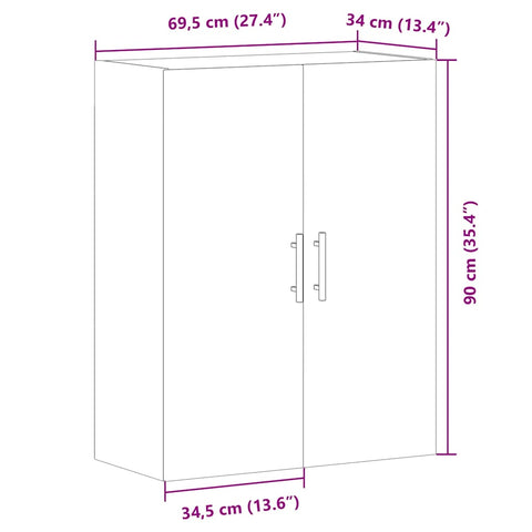 vidaXL Wandschrank Artisan-Eiche 69,5x34x90 cm