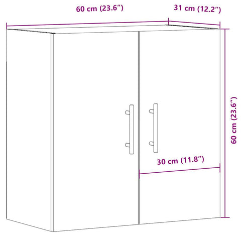 vidaXL Wandschrank Altholz-Optik 60x31x60 cm Holzwerkstoff