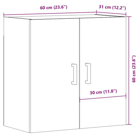 vidaXL Wandschrank Altholz-Optik 60x31x60 cm Holzwerkstoff