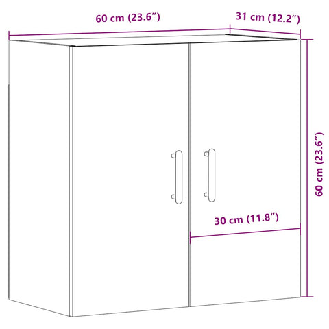 vidaXL Wandschrank Altholz-Optik 60x31x60 cm Holzwerkstoff