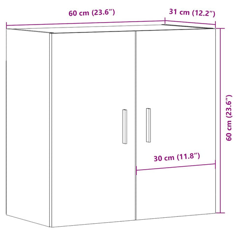 vidaXL Wandschrank Altholz-Optik 60x31x60 cm Holzwerkstoff