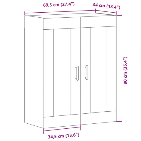 vidaXL Sideboard Altholz-Optik 69,5x34x90 cm Holzwerkstoff