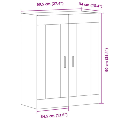 vidaXL Wandschrank Altholz-Optik 69,5x34x90 cm Holzwerkstoff