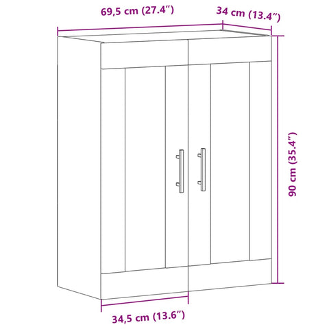 vidaXL Wandschrank Altholz-Optik 69,5x34x90 cm Holzwerkstoff