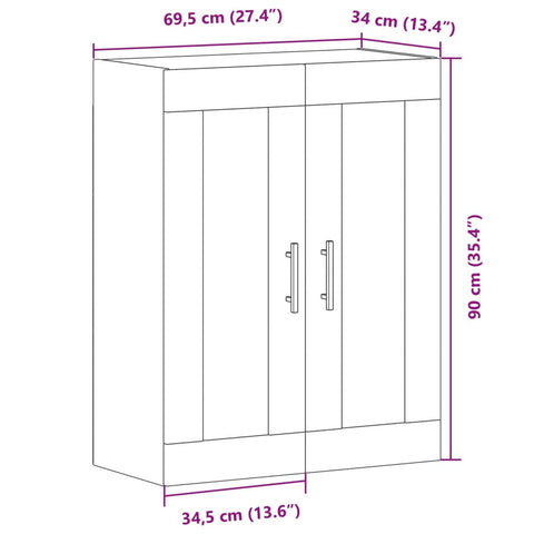 vidaXL Wandschrank Artisan-Eiche 69,5x34x90 cm Holzwerkstoff