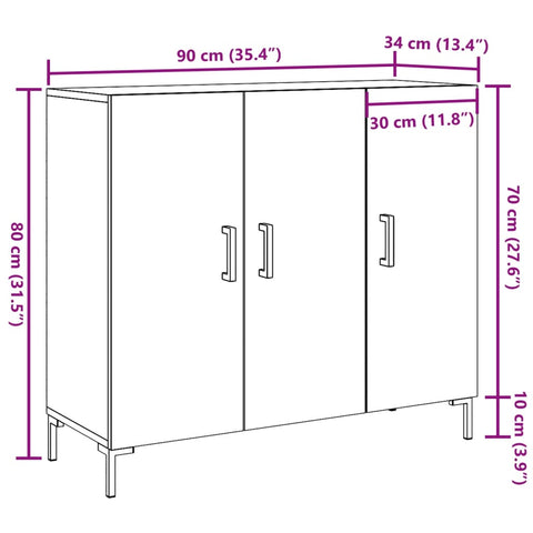 vidaXL Sideboard Altholz-Optik 90x34x80 cm Holzwerkstoff