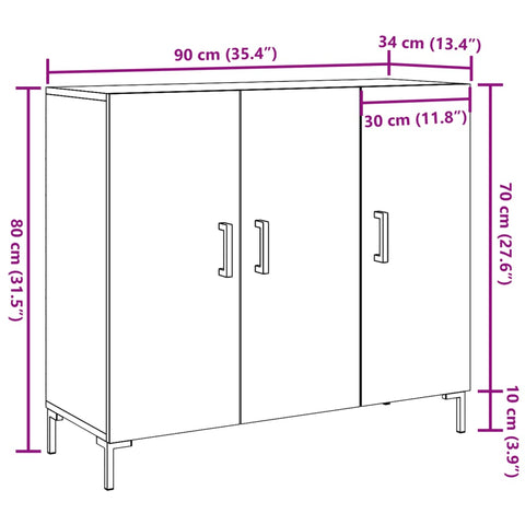 vidaXL Sideboard Artisan-Eiche 90x34x80 cm Holzwerkstoff