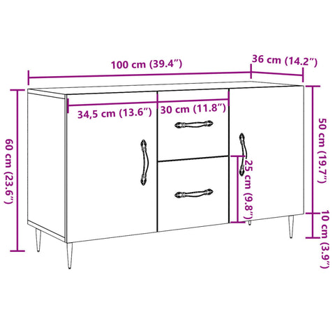 vidaXL Sideboard Altholz-Optik 100x36x60 cm Holzwerkstoff