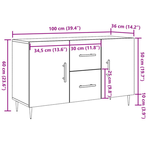 vidaXL Sideboard Altholz-Optik 100x36x60 cm Holzwerkstoff