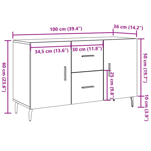 vidaXL Sideboard Altholz-Optik 100x36x60 cm Holzwerkstoff