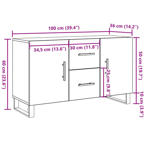 vidaXL Sideboard Altholz-Optik 100x36x60 cm Holzwerkstoff