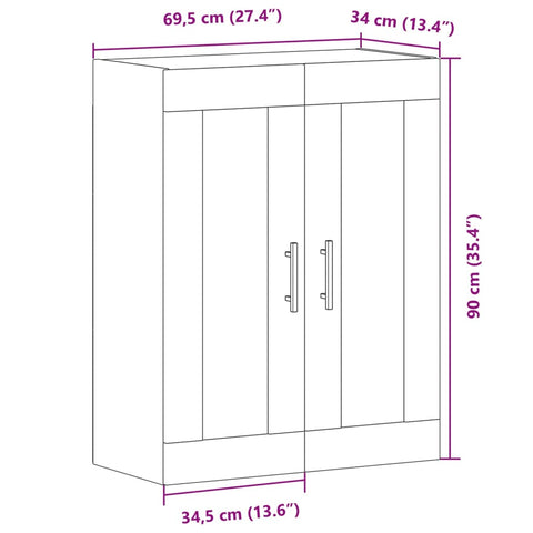 vidaXL Sideboard Altholz-Optik 69,5x34x90 cm Holzwerkstoff