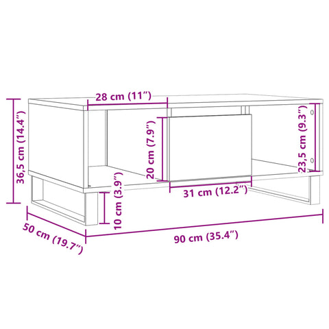 vidaXL Couchtisch Altholz-Optik 90x50x36,5 cm Holzwerkstoff