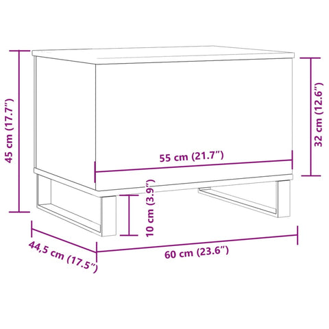 vidaXL Couchtisch Artisan-Eiche 60x44,5x45 cm Holzwerkstoff