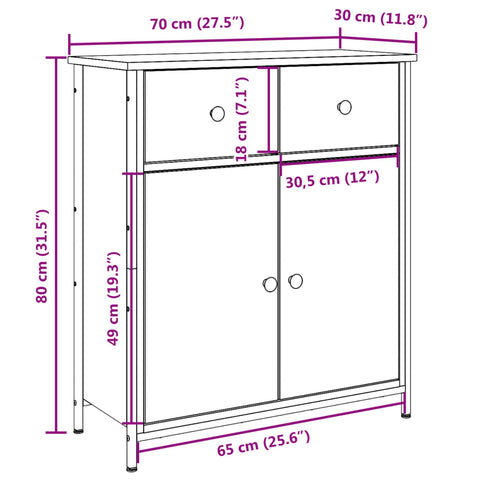 vidaXL Sideboard Altholz-Optik 70x30x80 cm Holzwerkstoff