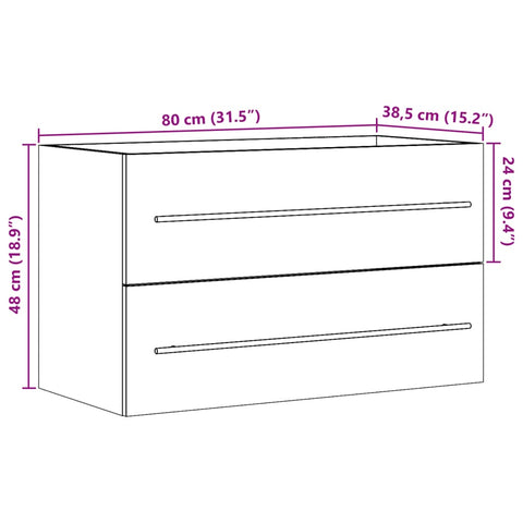 vidaXL Waschbeckenunterschrank Artisan-Eiche 80x38,5x48 cm