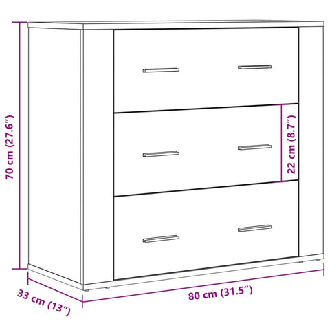 vidaXL Sideboard Altholz-Optik 80x33x70 cm Holzwerkstoff