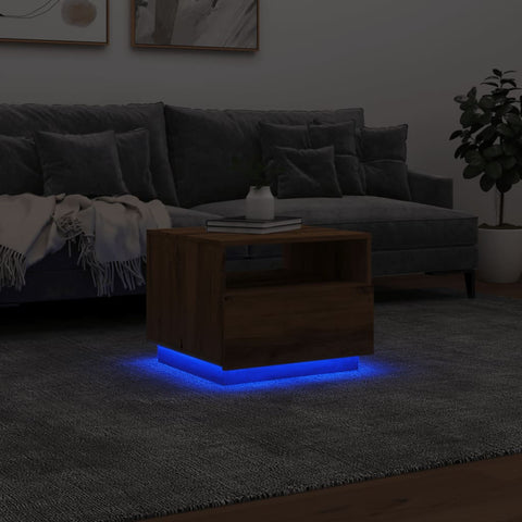 vidaXL Couchtisch mit LED-Leuchten Artisan-Eiche 50x49x40 cm