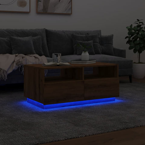 vidaXL Couchtisch mit LED-Leuchten Artisan-Eiche 90x49x40 cm