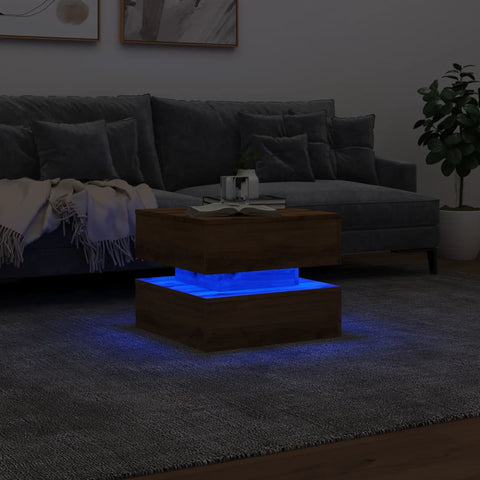 vidaXL Couchtisch mit LED-Leuchten Artisan-Eiche 50x50x40 cm