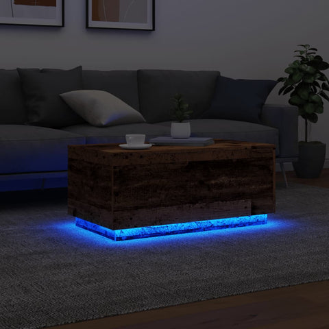 vidaXL Couchtisch mit LED-Leuchten Altholz-Optik 90x50x40 cm