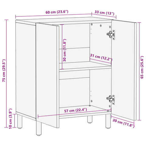 vidaXL Sideboard Schwarz 60x33x75 cm Holzwerkstoff