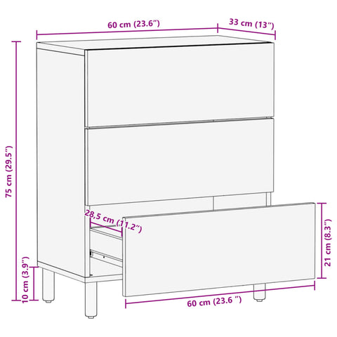 vidaXL Sideboard Schwarz 60x33x75 cm Holzwerkstoff