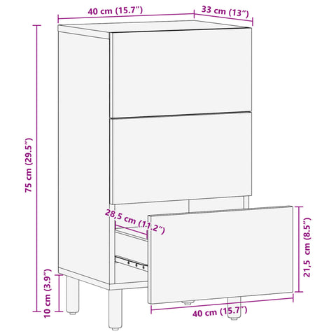 vidaXL Sideboard Schwarz 40x33x75 cm Holzwerkstoff