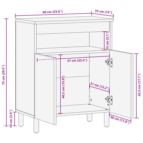 vidaXL Sideboard Schwarz 60x33x75 cm Holzwerkstoff